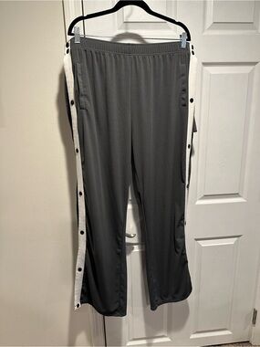 Men’s Tear Away Pants Gray with Side White Stripes XXL
